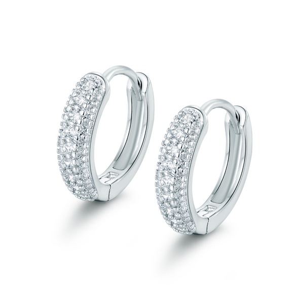 Jewelry - Huggy Hoop 18K White Gold Filled 1/2" with CZ